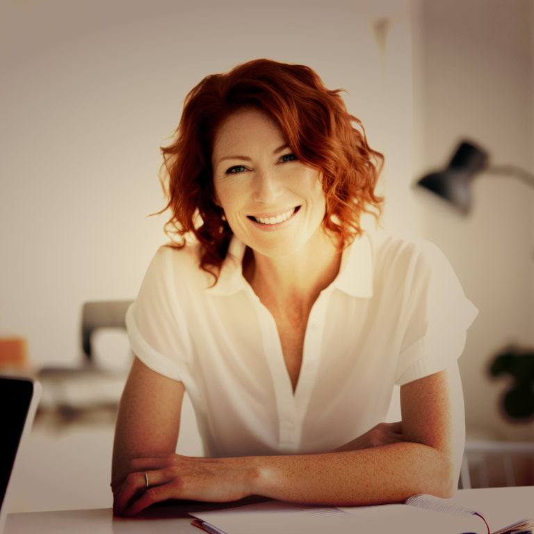 woman smiling, confident and aligned